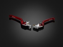 Folding Adjustable Front Brake-Clutch Lever (Flat : Long) - Red