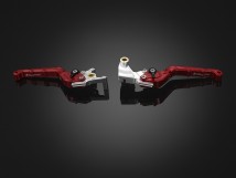 Folding Adjustable Front Brake-Clutch Lever - Red