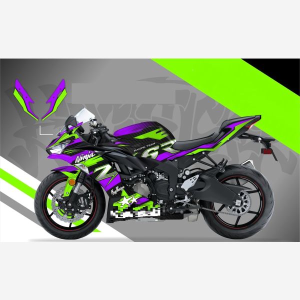 Decal Sticker Kit - RACE STAR (Purple) for Kawasaki ZX-6R